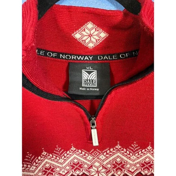 Dale of Norway Classic Pullover Sweater Women's XL 1/4 zip Red White Black - Picture 8 of 14